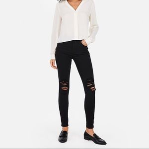 High waisted ripped black jeans